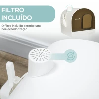 PawHut Caixa de Areia para Gatos com Porta Dianteira Bandeja Removível Pá Tapete e Filtro 43x44x47cm Branco(m-6)