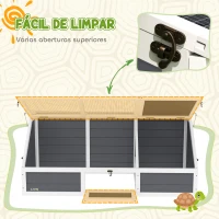 PawHut Casa para Tartarugas em Madeira sem Base com Tampas Articulada Porta Frontal com Pestilhas 120x55x50 cm Cinza Claro(m-7)