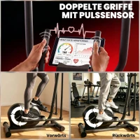 SPORTNOW Crosstrainer für Zuhause Ellipsentrainer mit Bluetooth App-Kompatibilität 8 Widerstandsstufe Schwungrad LCD-Monitor Grau(m-7)