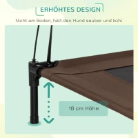 PawHut Erhöhtes Hundebett mit Baldachin, Haustierbett, Hundeliege outdoor mit Dach, Atmungsaktiv, Taftstoff für Camping Kaffee 92 x 76 x 90 cm(m-6)