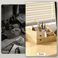 HOMCOM Organizer da Scrivania in Bambù con 2 Cassetti e 7 Scomparti Portaoggetti, 33x20.5x15.5 cm(m-4)