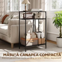 HOMCOM Consolă cu Rafturi Deschise pe 3 Niveluri, Metal, 55x30x85 cm, Negru(m-6)