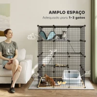 PawHut Gaiola Grande para Gatos de Interior com 4 Níveis  5 Portas 3 Plataformas de Salto 3 Rampas e Rede 105x105x140 cm Preto(m-4)