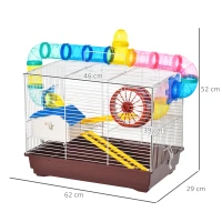 PawHut Jaula para Hamster Casa para Ratoncillos Roedores Animal Pequeño con Escalera, Pista, Molino de Viento Accesorios Incluidos 62x29x52cm(m-3)