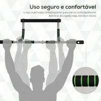 HOMCOM Barra de Elevações Multifuncional de Parede com Pegas Antideslizantes Carga 110 kg Cinzento e Preto(m-7)