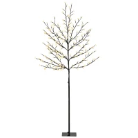 HOMCOM Arbre lumineux 180cm Cerisier Artificiel Lumineux  200 LED et 20 Branches Flexibles, Décoration Intérieure et Extérieure(m-17)