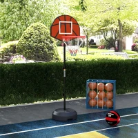 SPORTNOW Coș de Baschet și Stâlp cu Tablă de Darts Magnetică cu Săgeți, Coș de Baschet Reglabil în Înaltime, 38,5x48,5x179 cm, Negru(m-10)