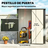 Outsunny Abrigo de Jardim 1,34m² 161,5x94,5x196 cm Abrigo de Exterior de Aço Galvanizado com Porta e Fechadura Preto(m-5)