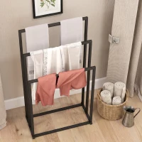 HOMCOM Suport pentru prosoape autoportant cu 3 brațe din oțel, 45x21.5x85 cm(m-6)