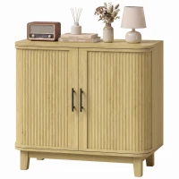 HOMCOM 80cm Sideboard Buffet Cabinet, Storage Cabinet with 2 Curved Doors, Adjustable Shelf and Legs for Dining Room, Oak(m-15)
