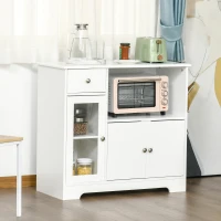 HOMCOM Mikrowellenschrank, Küchenschrank mit 2 Schränken und Schublade, Sideboard Aufbewahrungsschrank Kommode Multifunktionsschrank für Esszimmer, Kippschutz, Weiß, 90 x 40 x 82 cm(m-10)
