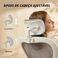 HOMCOM Cadeira de Escritório Giratória com Altura Ajustável Apoio para a Cabeça e Suporte Lombar Ajustáveis 58x63x115-125 cm Cinza(m-11)