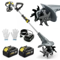 Outsunny Motobineuse sans Fil Motoculteur Électrique 18V 355W avec 2 Batteries 4,0Ah Léger et Anti-mal de Dos, Largeur 20cm Gris(m-12)
