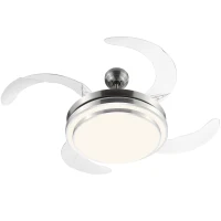 HOMCOM Ventoinha de Teto 51W com Luz LED 30W Ajustável 3000/4000/6000K Controle Remoto 3 Velocidades Temporizador 4 Lâminas para Dormitório Sala de Estar Ø106x43 cm Prata(m-1)