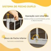 PawHut Barreira de Segurança Ajustável com Portinhola, Fecho Automático e Bloqueio Duplo, 74-80x104,1 cm, Branca(m-4)