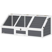 PawHut Casa para Tartarugas em Madeira sem Base com Tampas Articulada Porta Frontal com Pestilhas 120x55x50 cm Cinza Claro(m-11)
