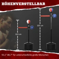 SPORTNOW Boxständer, höhenverstellbar, Reflexstange, Pratze, Speedball, befüllbarer Standfuß, 80,5 x 48 x 163-205 cm(m-5)