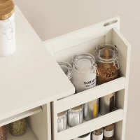 HOMCOM Dulap de Bucătărie Tip Cămară, Rustic, cu 12 Rafturi pentru Condimente, Rafturi Reglabile, 2 Uși, pentru Sufragerie și Living, 60x40x120 cm, Crem(m-9)