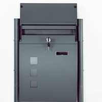 HOMCOM Briefkasten Postkasten, Verriegelung, Standbriefkasten, 2 Schlüssel, Stahl, 44 cm x 15 cm x 114 cm,  Grau(m-7)