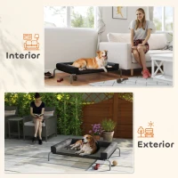 PawHut Pat Ridicat pentru Câini de 19,5 cm cu Pernă în Formă de U, din Poliester și Oțel, 110x75x30 cm, Negru și Argintiu(m-7)