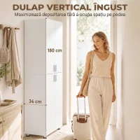HOMCOM Dulap cu 4 Uși, 180 cm, Alb(m-4)