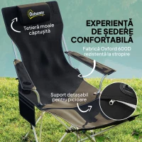 Outsunny Set 2 Scaune de Camping Pliabile cu Suport pentru Picioare Detașabil și Suport pentru pahare, 82x50/100x88 cm, Negru(m-4)