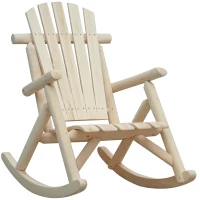 Outsunny Schaukelstuhl aus Holz Schaukelsessel mit hoher Rückenlehne wetterfest Gartenstuhl bis 113kg belastbar Relaxstuhl für Wohnzimmer Garten, Rasen, Balkon Natur(m-12)