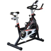 HOMCOM Bicicleta Estática com Resistência Ajustável Volante de Inércia de 8kg Ecrã LCD Assento e Guiador Ajustáveis 103x48x115cm Preto(m-11)