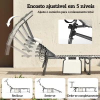 Outsunny Conjunto de 2 Espreguiçadeiras Jardim Dobráveis com Encosto Reclinável 5 Posições e Assento em Malha Creme(m-5)