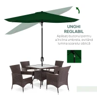Outsunny Umbrelă de Grădină Rectangulară 2x3 m Reglabilă cu Deschidere prin Manivelă, Verd(m-4)