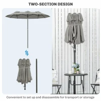 Outsunny Parasol de Jardin Exterieur Inclinable 3 x 1,5 m, Parasol Double Rectangulaire avec Manivelle, Polyester 180 g/m², Gris(m-8)