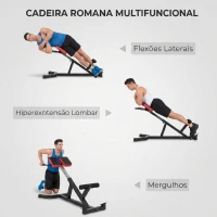 SPORTNOW Cadeira Romana para Hiperextensões com Altura e Encosto Reguláveis, 120 kg, para Treino de Abdominais e Costas(m-4)