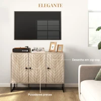 HOMCOM Aparador com Desenho Zig-Zag com Prateleiras Ajustáveis Pés de Aço para Cozinha Entrada Quarto 108x40x80 cm Madeira(m-6)