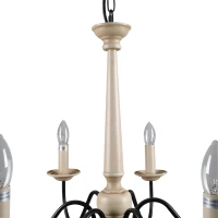 HOMCOM Kronleuchter Hängelampe 6-flammig Pendelleuchte mit Glas königlich traditionell klassisch mit 6 Armen, Stahl, Schwarz+Holzfarbe, 60x60x105 cm(m-9)