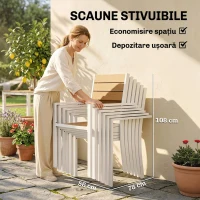 Outsunny Set de Masă pentru Exterior, 7 Piese, din Aluminiu, Lemn de Tec(m-6)