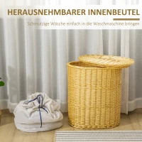 HOMCOM Wäschekorb aus Weide mit Deckel Wäschesammler mit Griff, herausnehmbarer Wäschesack, Laundry Baskets Wäschebox für Badezimmer Waschküche Schlafzimmer Natur(m-5)
