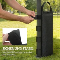 Outsunny 8er-Set Sandsäcke für Pavillonfüße, 40 kg strapazierfähige Sandsäcke aus 600D Oxford-Gewebe, ohne Sand, Schwarz(m-5)
