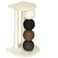 PawHut Kratzsäule für Katzen, Katzenkratzbaum Kratzbaum mit Plattform, Kratzstamm mit 2 Sisalpfosten und 4 Sisalbällen, Katzenkratzer Spielzeug, 38 x 38 x 64 cm(m-1)