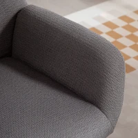 HOMCOM Moderner Polsterstuhl im Ohrenbacken-Stil, hohe Rückenlehne, dicke Polsterung, Metallbeine, Grau(m-9)