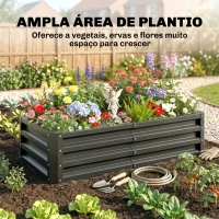 Outsunny Floreira Elevada Retangular de Aço Galvanizado para Cultivar Plantas Flores Relva 120x60x30,5 cm Cinzento(m-4)