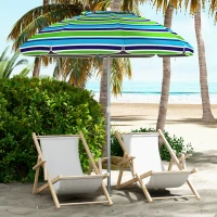 Outsunny Chapéu de Sol de Praia Ø178x205 cm com Inclinação de 45° e Altura Ajustável Abertura Manual Anti-UV Impermeável Multicolor(m-10)