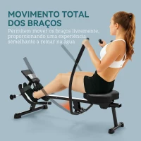 SPORTNOW Máquina de Remo para Casa 12 Níveis de Resistência Hidráulica e Ecrã LCD 138x62x50 cm Preto(m-4)