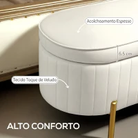 HOMCOM Banco para Pé de Cama em Veludo com Arrumação e Pés Dourados, 108x44x43,5 cm, Creme(m-4)