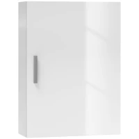 HOMCOM Dulap de Perete pentru Baie din Lemn cu 3 Rafturi Reglabile din Sticlă pe 3 Niveluri, 40x15x55 cm, Alb(m-11)