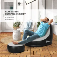 Outsunny Aufblasbarer Sessel Luftsessel Outdoor-Sessel, 125 x 100 x 87cm, Grau + Schwarz(m-4)