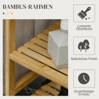 HOMCOM Wäschesammler, multifunktional, Bügelbrett & Stoffsack 57L, Bambusgestell, 113x34x82cm, Natur/Grau(m-7)