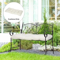 Outsunny Almofada para Bancos de 2 Lugares Almofada Retangular para Interiores e Exteriores Lavável 110x48x8cm Creme(m-10)
