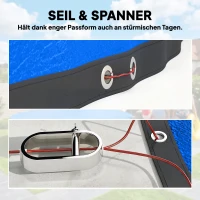 Outsunny Poolabdeckung rund Ø 550 cm staub- und wasserdichte Abdeckplane mit Sicherungsseil Spanner für Sommer & Winter, Blau(m-6)