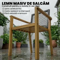 Outsunny Set de 2 Scaune de Exterior pentru Terasă și Grădină, Natural(m-4)