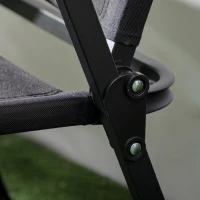 Outsunny Scaun pentru Exterior Pliabil cu Brațe, Șezut din Material Oxford și Oțel, Negru(m-9)